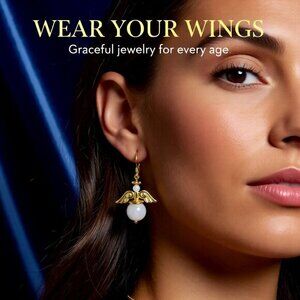 SWEET! Guardian Angel Earrings! White Angels Wings!